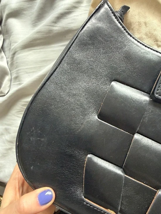 Hereu Bauza Black Leather Structured Shoulder Bag with Woven Front Detail - Picture 15 of 16